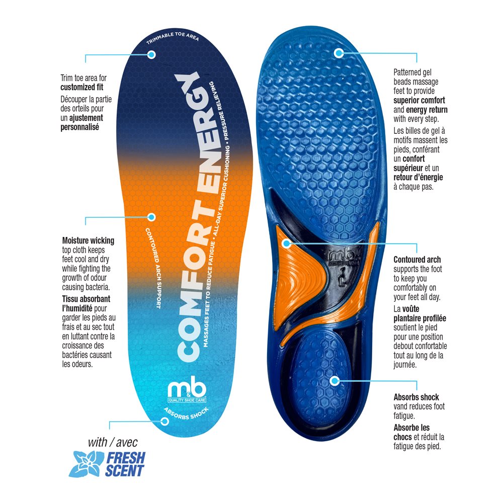 M&B COMFORT ENERGY MASSAGING GEL INSOLES