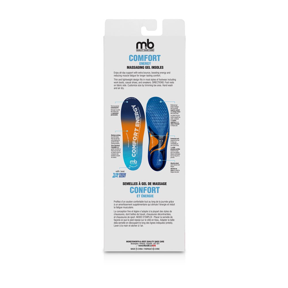 M&B COMFORT ENERGY MASSAGING GEL INSOLES