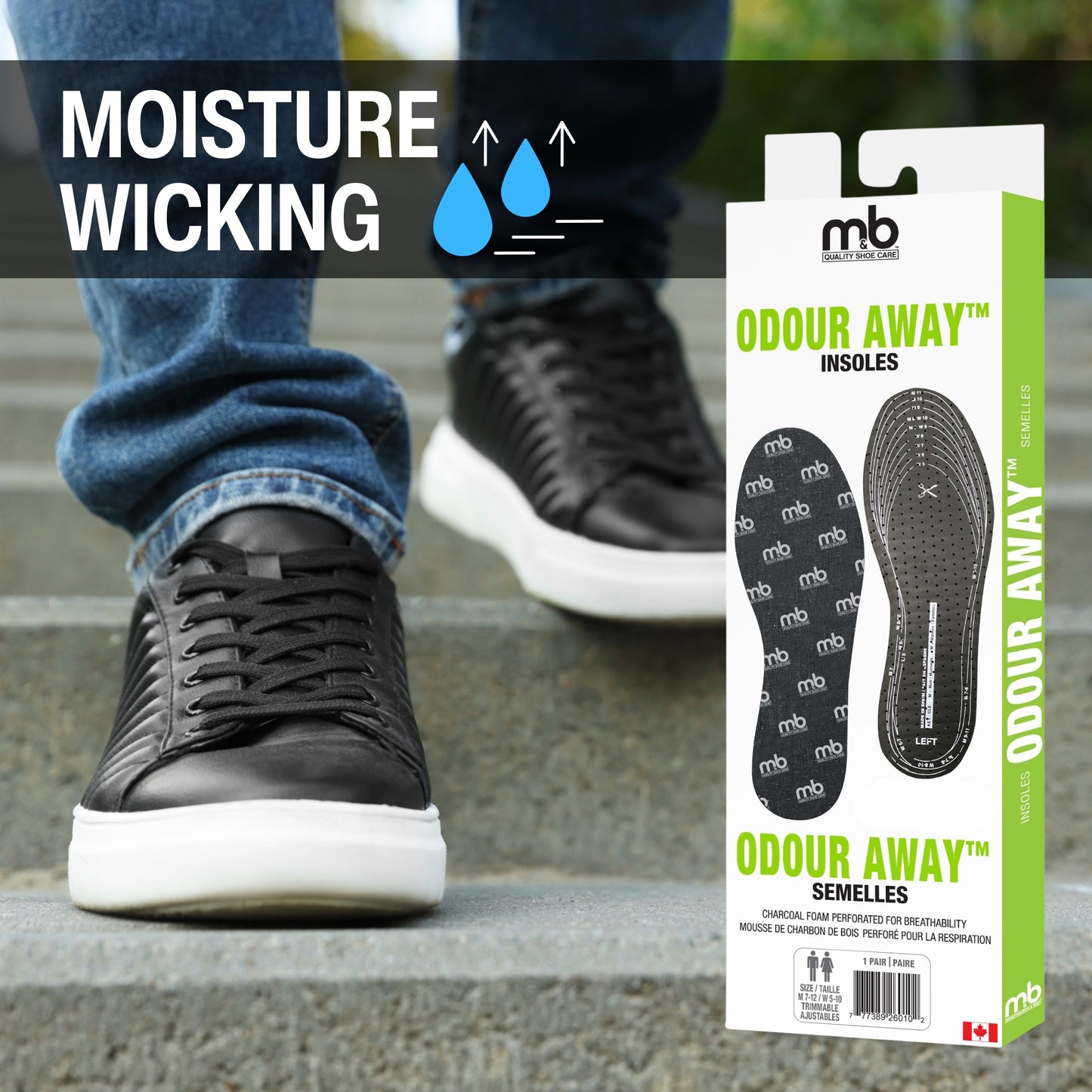M&B Odor Away Insoles 2 Pack